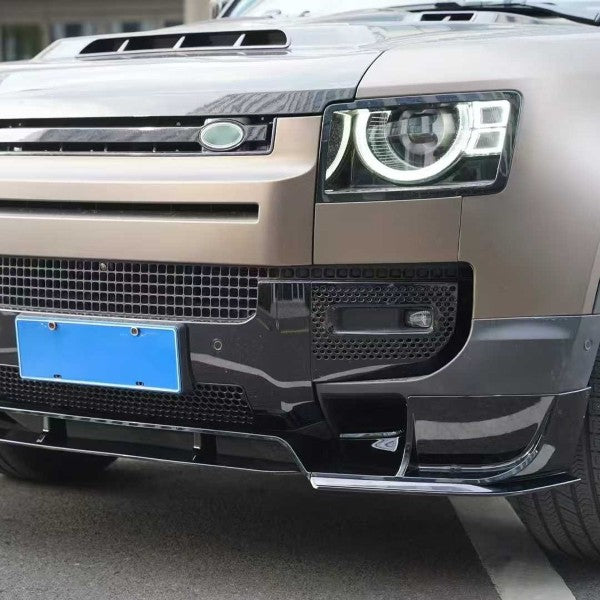 Car Craft Compatible With Land Range Rover Defender 90 110 130 2020-2026 L663 Front Bumper Lip Splitter Skirts Vent Kt Rock Design Ms Style Carbon Fiber Look - CAR CRAFT INDIA