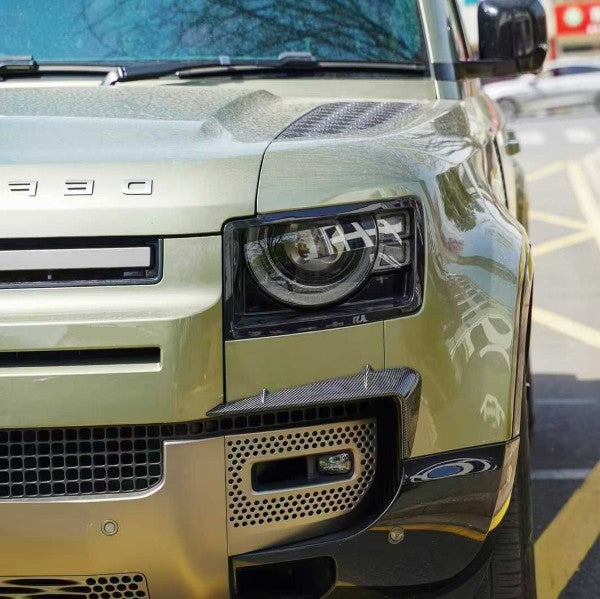 Car Craft Compatible With Land Range Rover Defender 90 110 130 2020-2026 L663 Front Bumper Fog Lamp Light Lip Splitter Skirts Vent Kt Rock Design Ms Style Glossy Black - CAR CRAFT INDIA