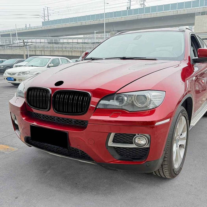 Car Craft Compatible With Bmw X5 E70 X6 E71 2006-2013 Front Bumper Show Gril Glossy Black Dual Line