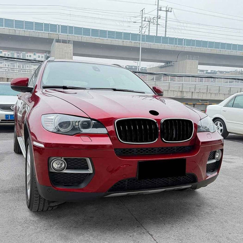 Car Craft Compatible With Bmw X5 E70 X6 E71 2006-2013 Front Bumper Show Gril Glossy Black Single Line With Led Light