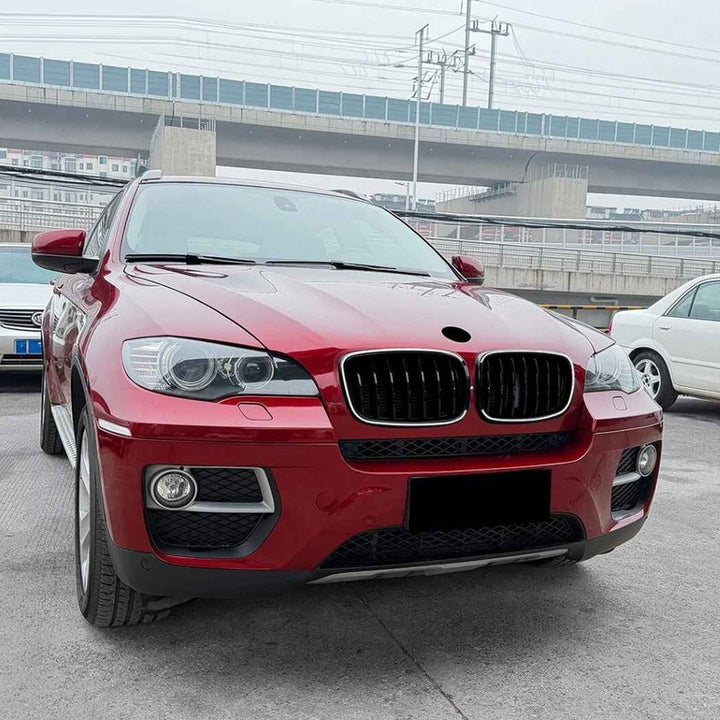 Car Craft Compatible With Bmw X5 E70 X6 E71 2006-2013 Front Bumper Show Gril Glossy Black Single Line With Led Light