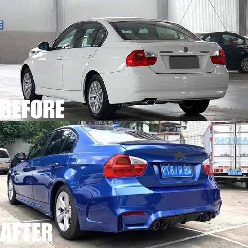 Car Craft Compatible With Bmw 3 Series E90 2005-2012 Exhaust Tips Tail Pipe Midpipe Muffler With Clamp Akrapovic Carbon Fiber Look M Sport M4 Style