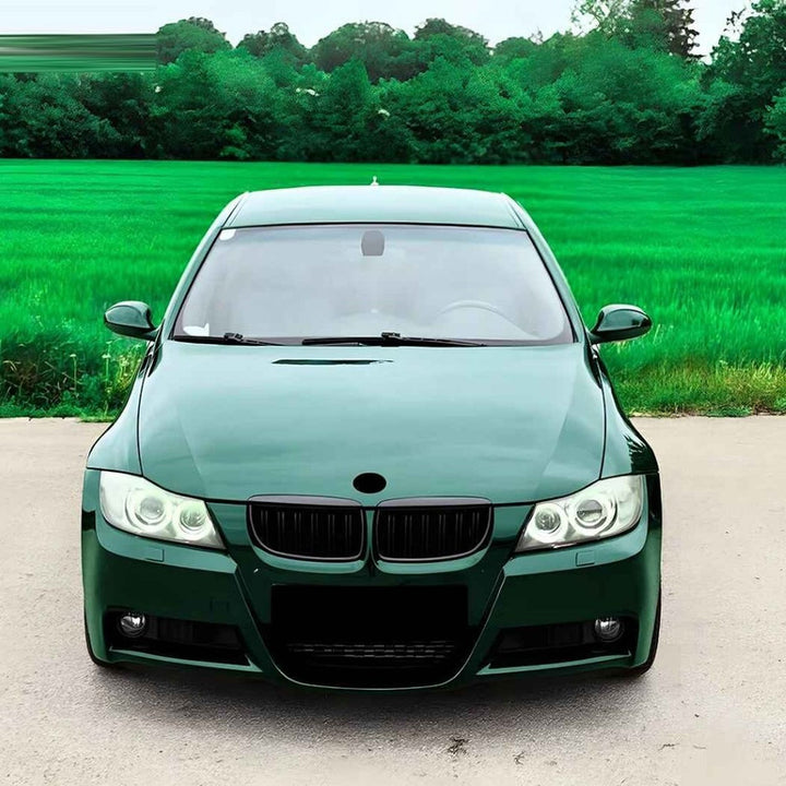 Car Craft Compatible With Bmw 3 Series E90 E91 Pre-facelift 2005-2008 Front Bumper Show Gril Glossy Black Dual Line