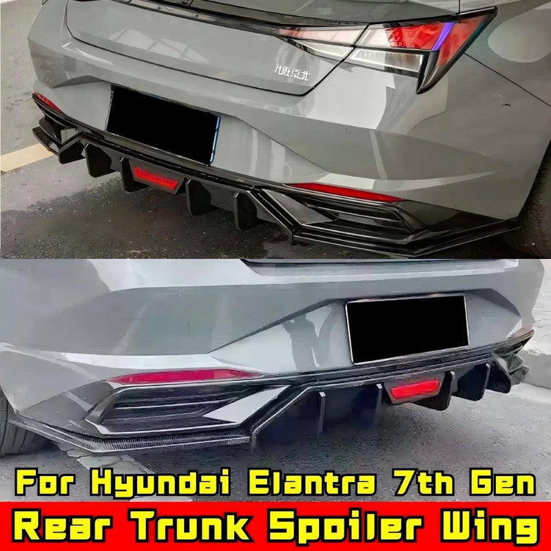 Car Craft Compatible With Hyundai Elantra Mk7 2020-2022 Rear After Bumper Lip Diffuser Skirt Splitter Trim F1 Led Light Usa Glossy Black