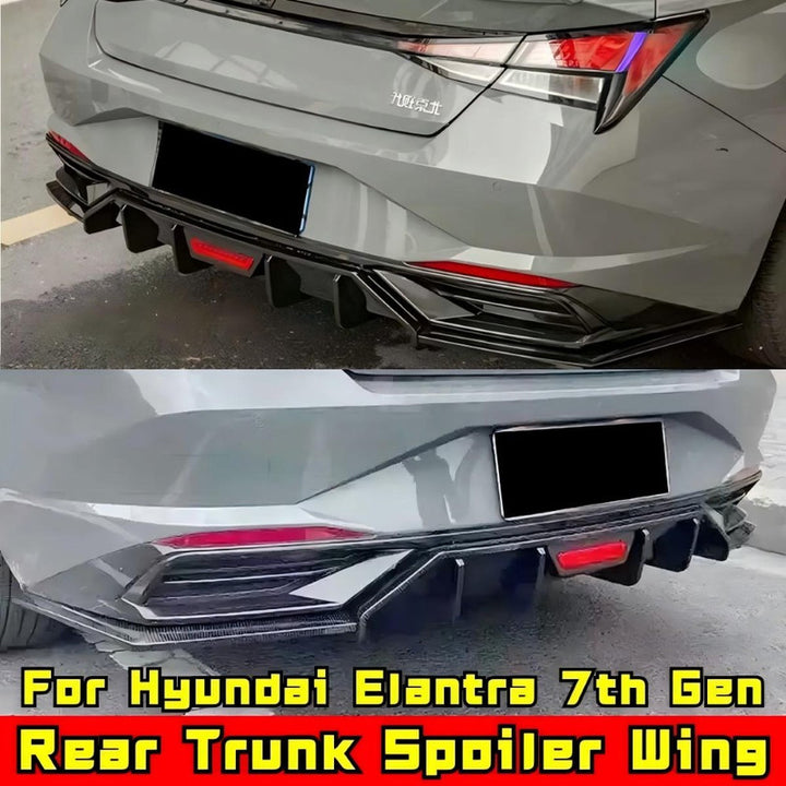 Car Craft Compatible With Hyundai Elantra Mk7 2020-2022 Rear After Bumper Lip Diffuser Skirt Splitter Trim F1 Led Light Usa Carbon Fiber Look