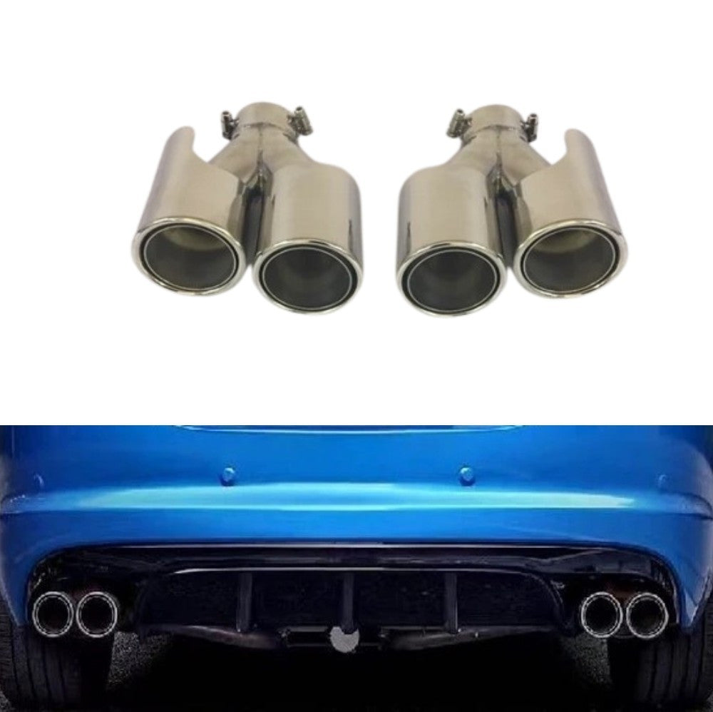 Car Craft Compatible With Jaguar Xf Xfr 2011-2016 Rear Bumper Exhasut Tailpipe Tip Pipe Muffer Chrome
