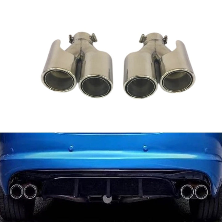 Car Craft Compatible With Jaguar Xf Xfr 2011-2016 Rear Bumper Exhasut Tailpipe Tip Pipe Muffer Chrome