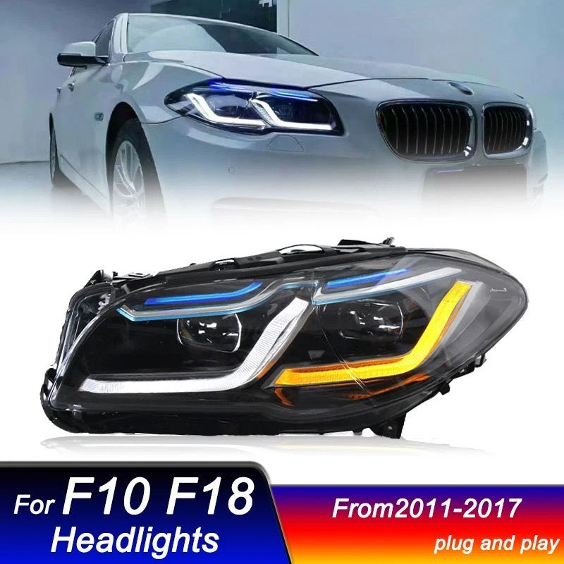 Car Craft Compatible With Bmw 5 Series F10 2010-2013 Car Front Upgraded Head Light Lamp Xenon Headlight Retrofit Upgrade Modified Led Drl Hid Light G30 Laser Style - CAR CRAFT INDIA