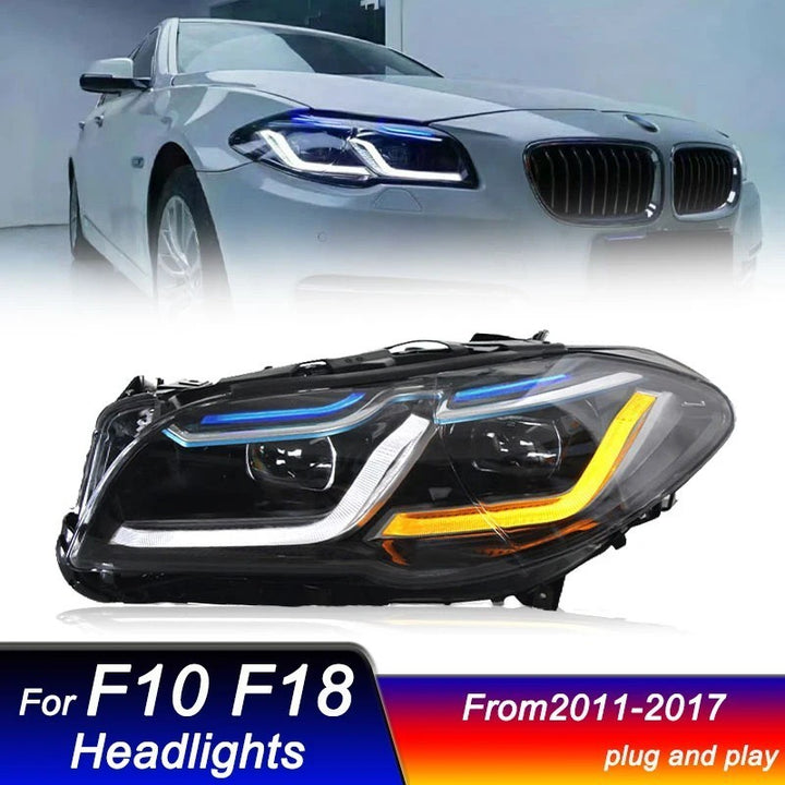 Car Craft Compatible With Bmw 5 Series F10 2010-2013 Car Front Upgraded Head Light Lamp Xenon Headlight Retrofit Upgrade Modified Led Drl Hid Light G30 Laser Style - CAR CRAFT INDIA