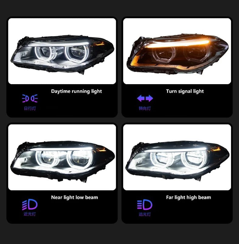 Car Craft Compatible With Bmw 5 Series F10 2010-2013 Car Front Upgraded Head Light Lamp Xenon Headlight Retrofit Upgrade Modified Led Drl Hid Light Lci Led Style - CAR CRAFT INDIA