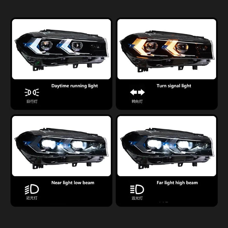 Car Craft Compatible With Bmw 5 X5 F15 2014-2018 Car Front Upgraded Head Light Lamp Xenon Headlight Retrofit Upgrade Modified Led Drl Hid Light G05 Laser Style - CAR CRAFT INDIA