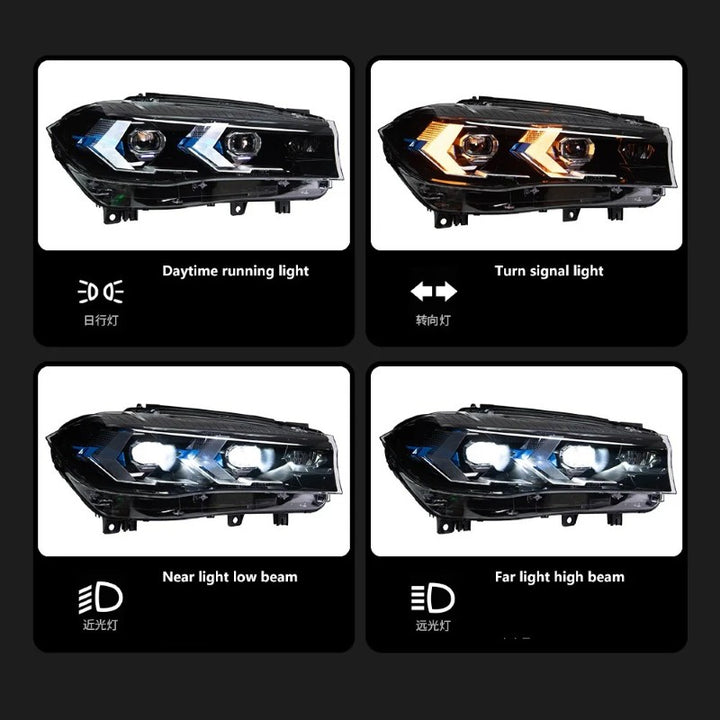 Car Craft Compatible With Bmw 5 X5 F15 2014-2018 Car Front Upgraded Head Light Lamp Xenon Headlight Retrofit Upgrade Modified Led Drl Hid Light G05 Laser Style - CAR CRAFT INDIA