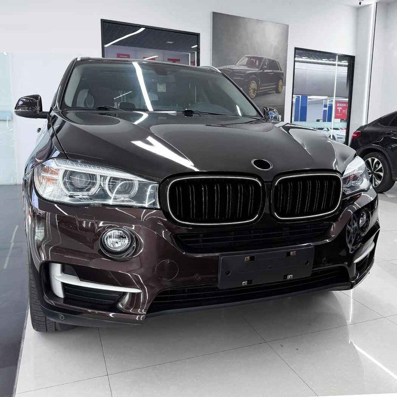 Car Craft Compatible With Bmw X5 F15 X6 F16 2014-2018 Front Bumper Show Gril Glossy Black Single Line With Led Light