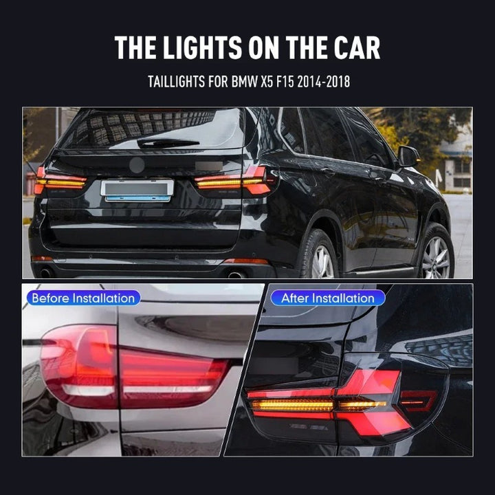 Car Craft Compatible With Bmw 5 X5 F15 2014-2018 Car Rear Upgraded Tail Light Lamp Xenon Taillight Retrofit Upgrade Modified Led Drl Hid Light G05 Style Smoke - CAR CRAFT INDIA