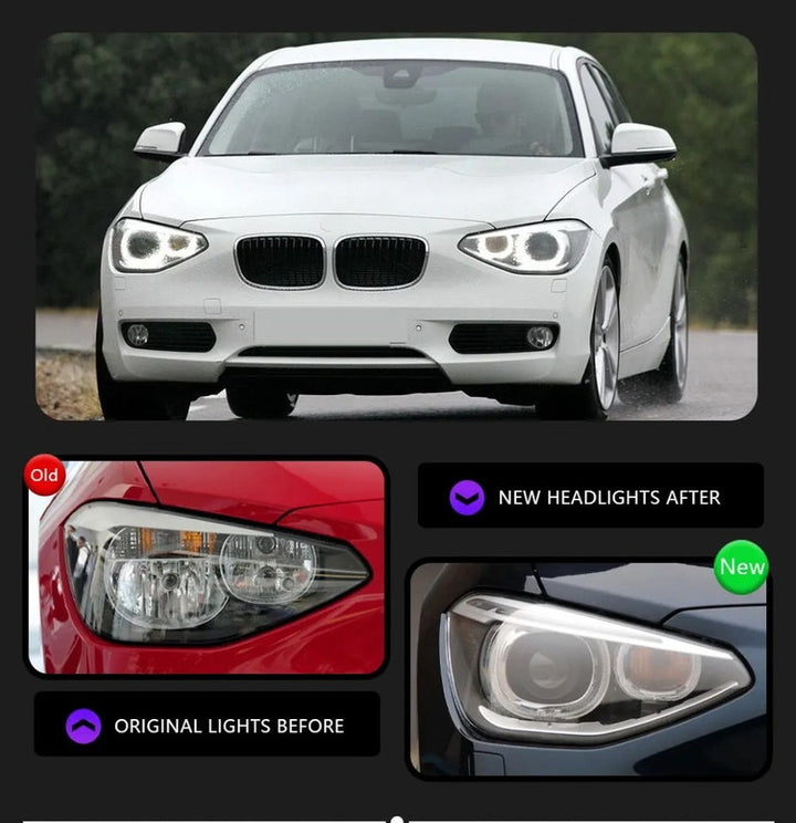 Car Craft Compatible With Bmw 1 Series F20 2011-2014 Car Front Upgraded Head Light Lamp Xenon Headlight Retrofit Upgrade Modified Led Drl Hid Led Lci Style For Helogen Car