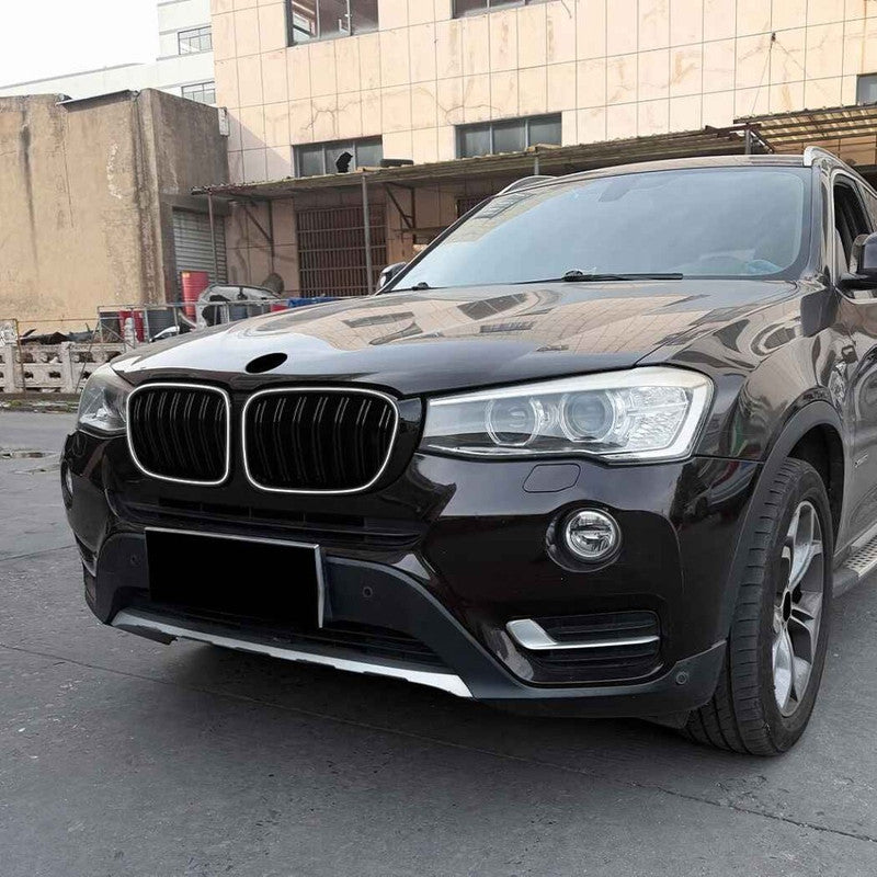 Car Craft Compatible With Bmw X3 F25 Lci 2014-2017 Front Bumper Show Gril Glossy Black Single Line With Led Light