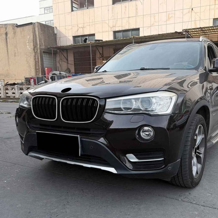 Car Craft Compatible With Bmw X3 F25 Lci 2014-2017 Front Bumper Show Gril Glossy Black Single Line With Led Light