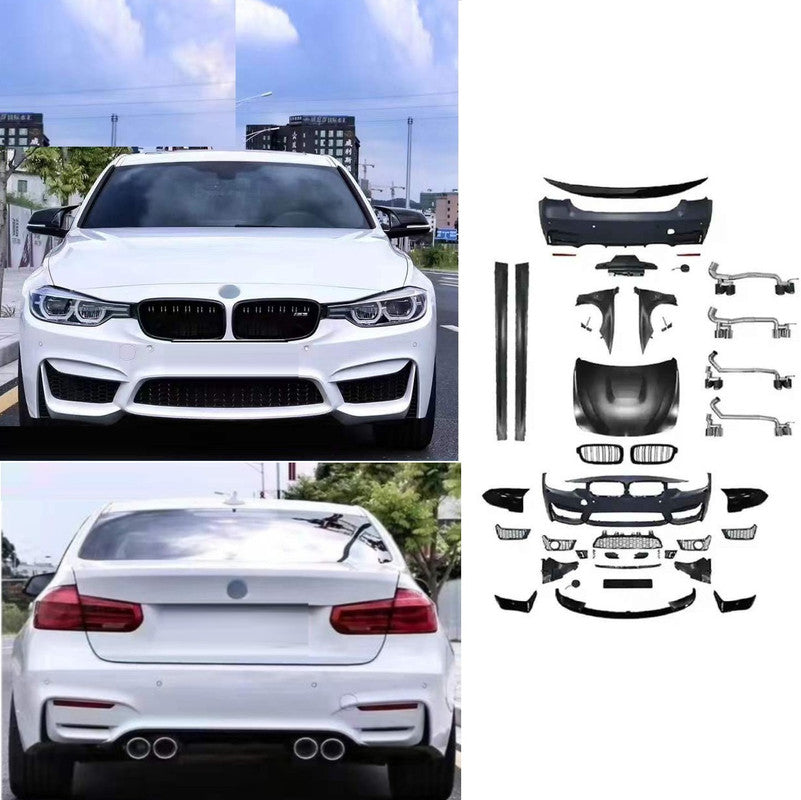 Car Craft Compatible With Bmw 3 Series F30 2012-2018 Upgrade Convert To M Sport M3 Bodykit Front Rear Bumper Hood Bonnet Grill Mirror Cover Spoiler Splitter Diffuser Front Rear Lip Fender Side Skirts - CAR CRAFT INDIA