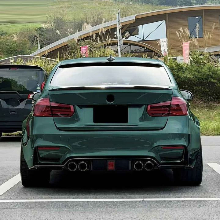 Car Craft Compatible With Bmw M3 M4 F80 F81 F82 F83 2014-2019 Rear Bumper After Lip Diffuser Trim Skirt F1 Style Led Zst-1302 Gb Led Glossy Black