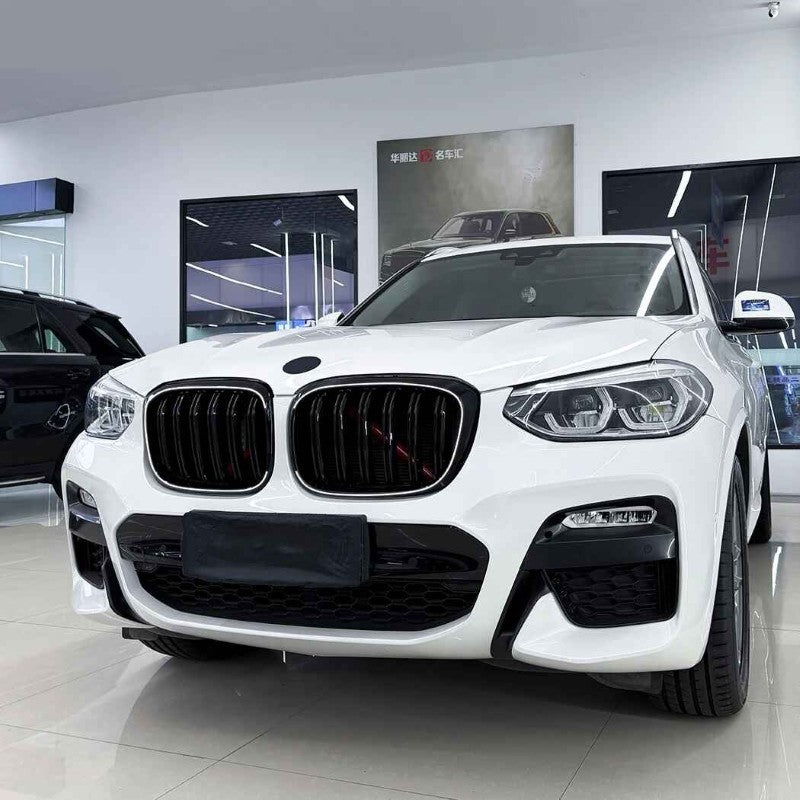 Car Craft Compatible With Bmw X3 G01 X4 G02 Pre-facelift 2018-2022 Front Bumper Illuminated Led Light Show Mesh Grill Single Line Bar Zst-1461 Single Led Glossy Black - CAR CRAFT INDIA