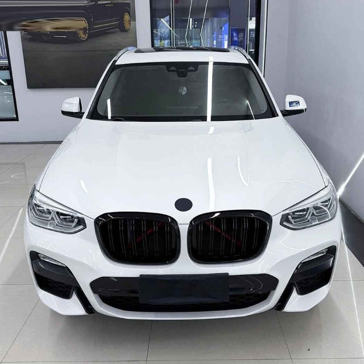 Car Craft Compatible With Bmw X3 G01 X4 G02 Pre-facelift 2018-2022 Front Bumper Show Mesh Grill Dual Line Bar Zst-1461 Dual Glossy Black - CAR CRAFT INDIA