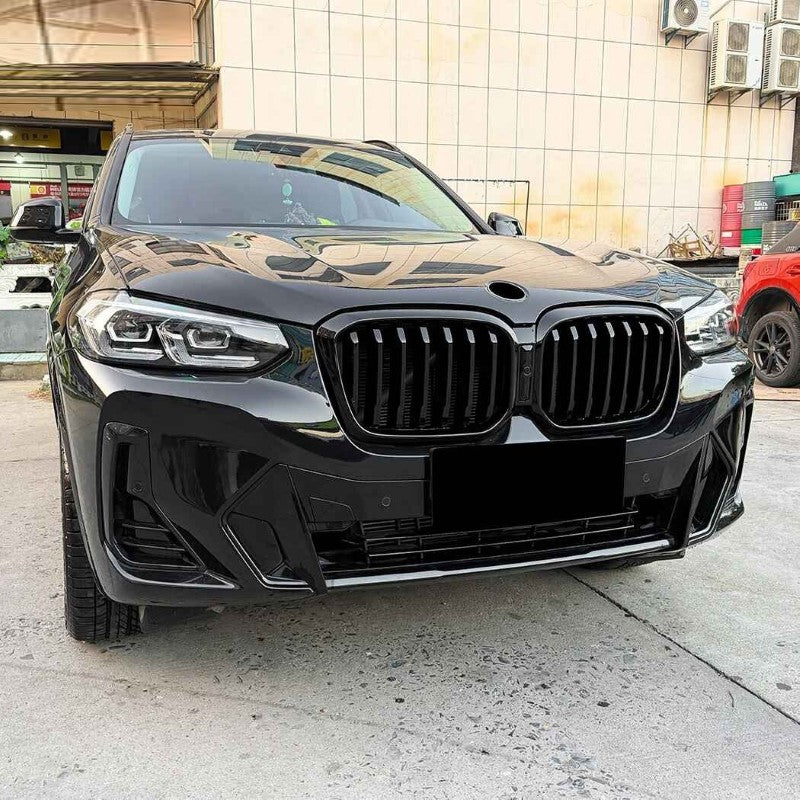 Car Craft Compatible With Bmw X3 G01 X4 G02 Lci 2022-2024 Front Bumper Show Mesh Grill Dual Line Bar Zst-1462 Dual Glossy Black - CAR CRAFT INDIA