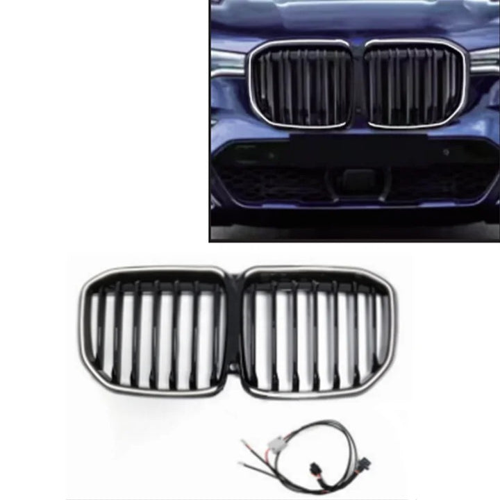 Car Craft Compatible With Bmw X7 G07 2019-2022 Front Bumper Luminous Illuminated Led Glow Show Grill Dual Bar Line Glossy Black - CAR CRAFT INDIA