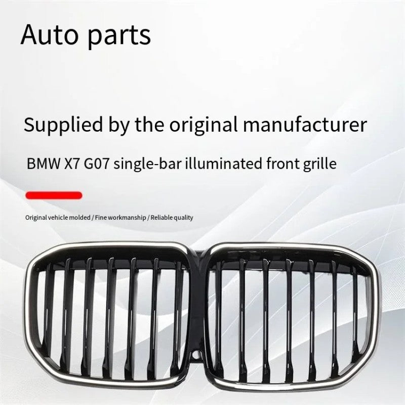 Car Craft Compatible With Bmw X7 G07 2019-2022 Front Bumper Luminous Illuminated Led Glow Show Grill Single Bar Line Glossy Black - CAR CRAFT INDIA