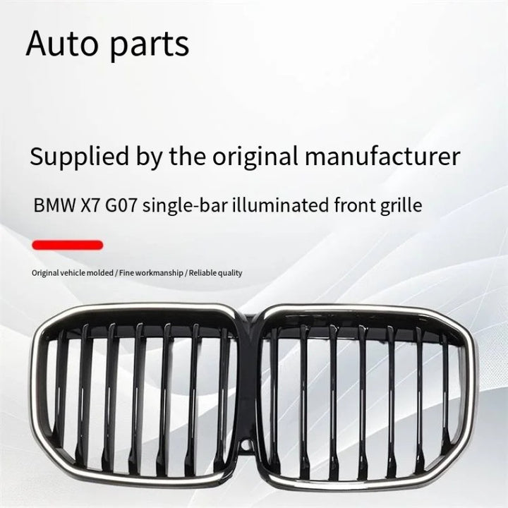 Car Craft Compatible With Bmw X7 G07 2019-2022 Front Bumper Luminous Illuminated Led Glow Show Grill Single Bar Line Glossy Black - CAR CRAFT INDIA