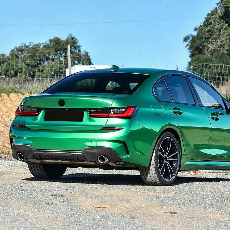 Car Craft Compatible With Bmw 3 Series G20 Pre-facelift M Sport 2019-2022 Rear After Bumper Lip Spliter Skirt Diffuser For Circle Exhaust 0-0 Carbon Fiber Look Zst-1544 Cf