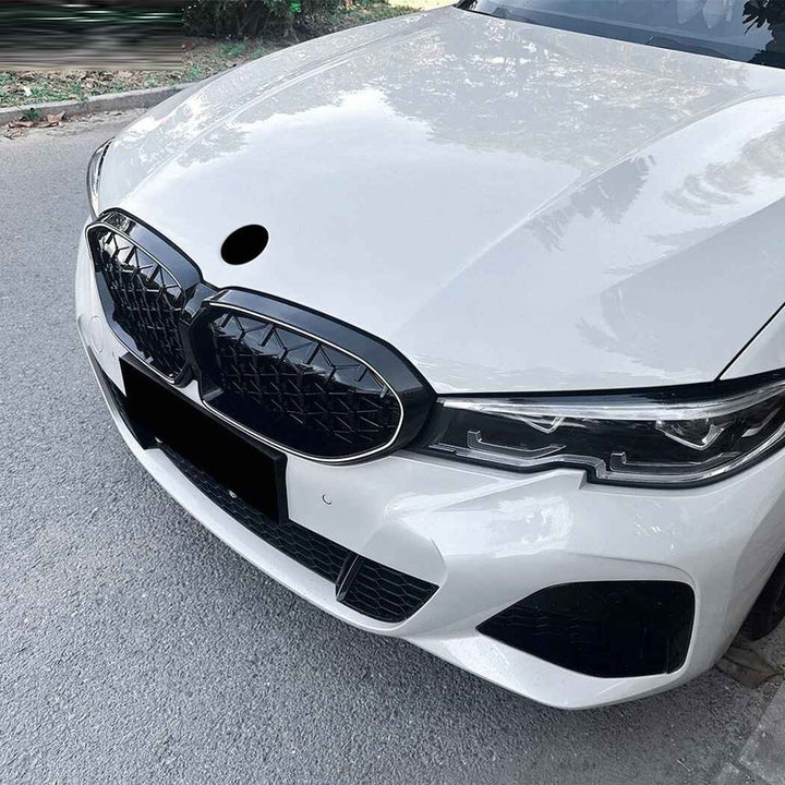Car Craft Compatible With Bmw 3 Series G20 G21 Pre-facelift 2019-2022 Front Bumper Show Gril Diamond Silver Black With Led Light