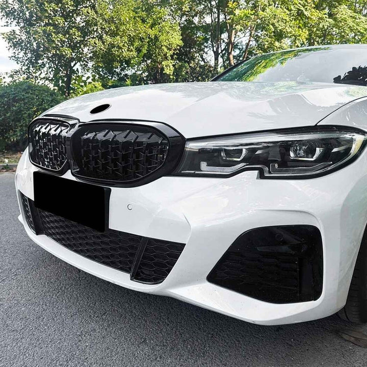 Car Craft Compatible With Bmw 3 Series G20 G21 Pre-facelift 2019-2022 Front Bumper Show Gril Diamond Silver Black
