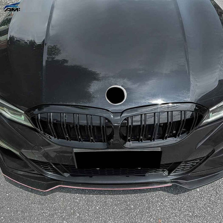 Car Craft Compatible With Bmw 3 Series G20 G21 Pre-facelift 2019-2022 Front Bumper Show Gril Glossy Black Dual Line