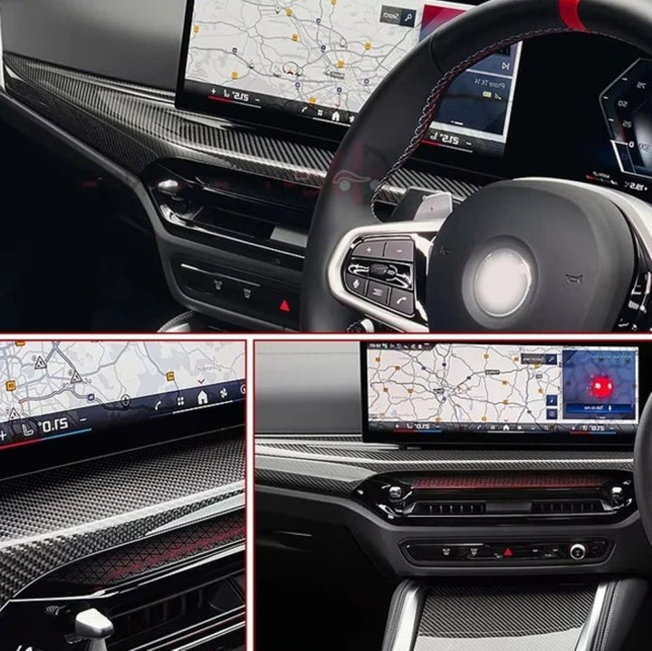 Car Craft Compatible With Bmw 2 3 4 Series G42 G20 G22 G23 G26 M2 G87 M2 M3 G80 G81 M4 G82 G83 2024-2025+ Car Central Dashboard Interior Cup Holder Armrest Trim Cover Real Carbon Fiber 6 in 1