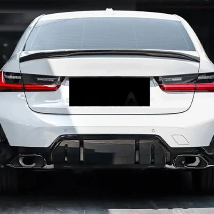Car Craft Compatible With Bmw 3 Series G20 LCI 2023+ Upgrade Facelift Convert To M Performance M Sport M Tech M-tech Bodykit Rear After Bumper Lip Splitter Skirt Diffuser Gc G20-039 Cf Carbon Fiber Look
