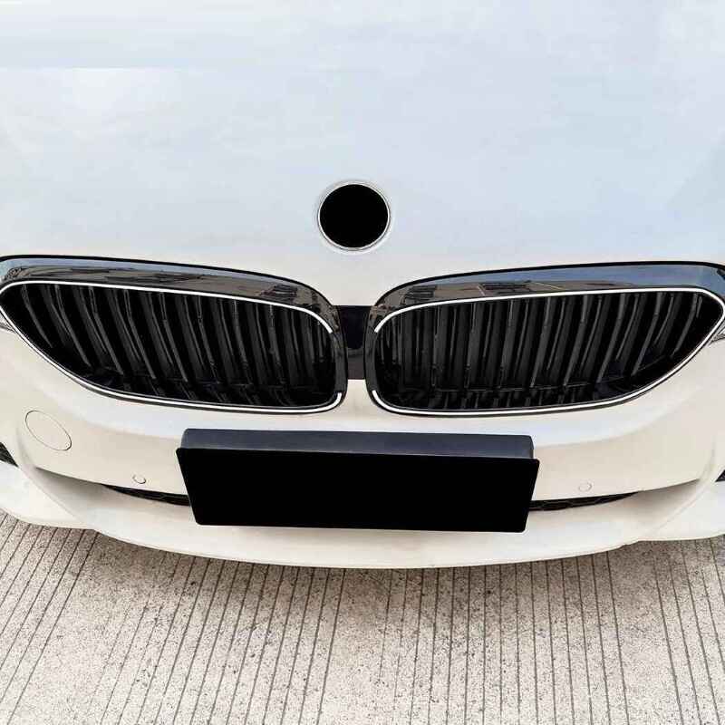 Car Craft Compatible With Bmw 5 Series G30 2017-2020 Front Bumper Show Mesh Grill Dual Line Bar Illuminated Led Light Zst-1463 Led Dual Glossy Black - CAR CRAFT INDIA