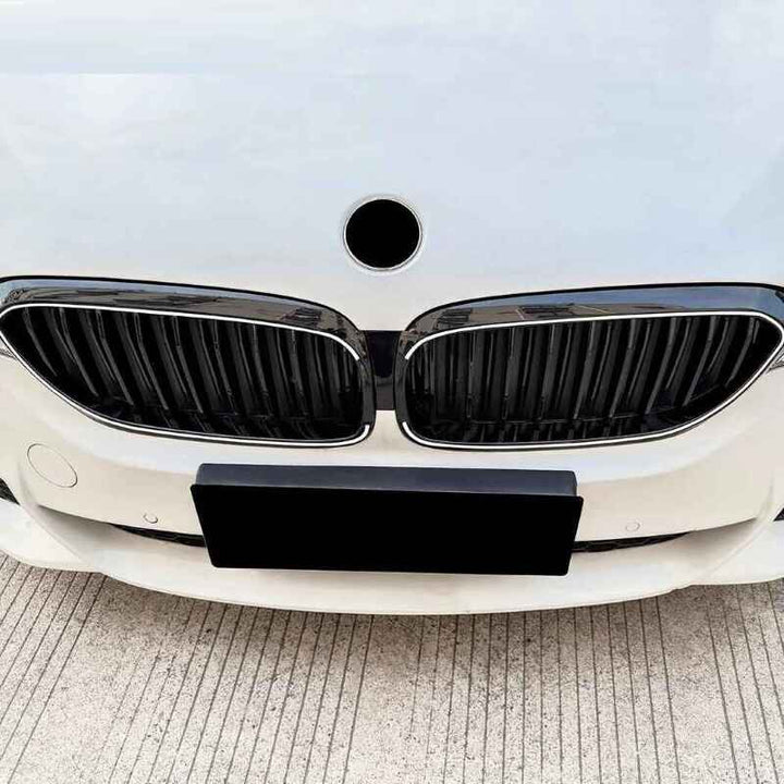 Car Craft Compatible With Bmw 5 Series G30 2017-2020 Front Bumper Show Mesh Grill Dual Line Bar Illuminated Led Light Zst-1463 Led Dual Glossy Black - CAR CRAFT INDIA