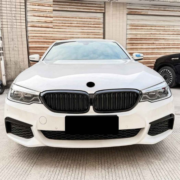 Car Craft Compatible With Bmw 5 Series G30 2017-2020 Front Bumper Show Mesh Grill Dual Line Bar Zst-1463 Dual Glossy Black - CAR CRAFT INDIA