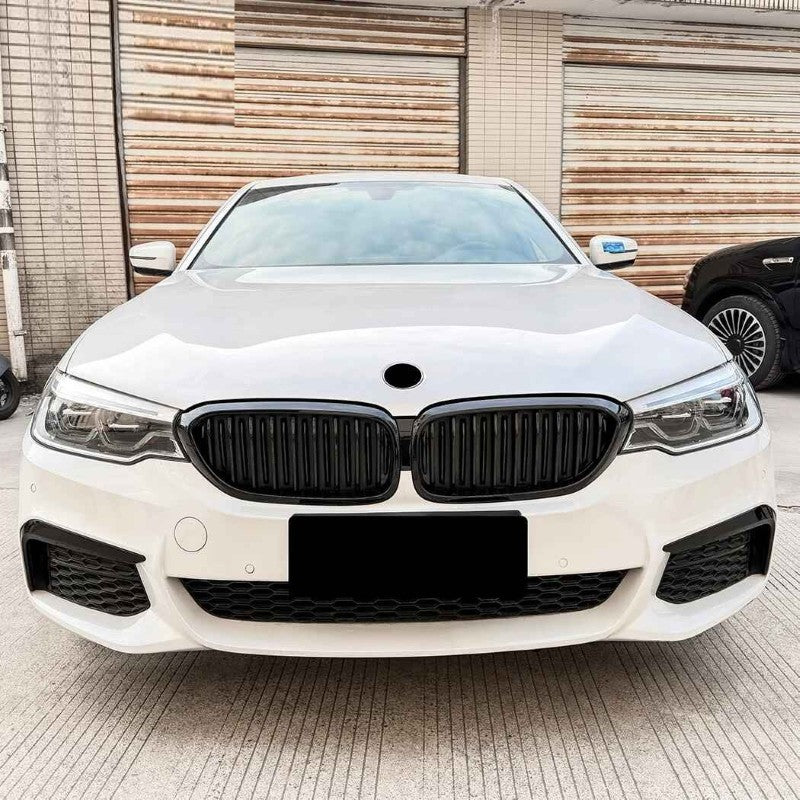Car Craft Compatible With Bmw 5 Series G30 2017-2020 Front Bumper Show Mesh Grill Single Line Bar Zst-1463 Single Glossy Black - CAR CRAFT INDIA