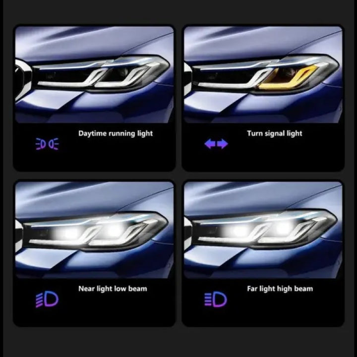 Car Craft Compatible With Bmw 5 Series G30 G38 2017-2021 Car Front Upgraded Head Light Lamp Xenon Headlight Retrofit Upgrade Modified Led Drl Hid Light Lci Laser Style - CAR CRAFT INDIA