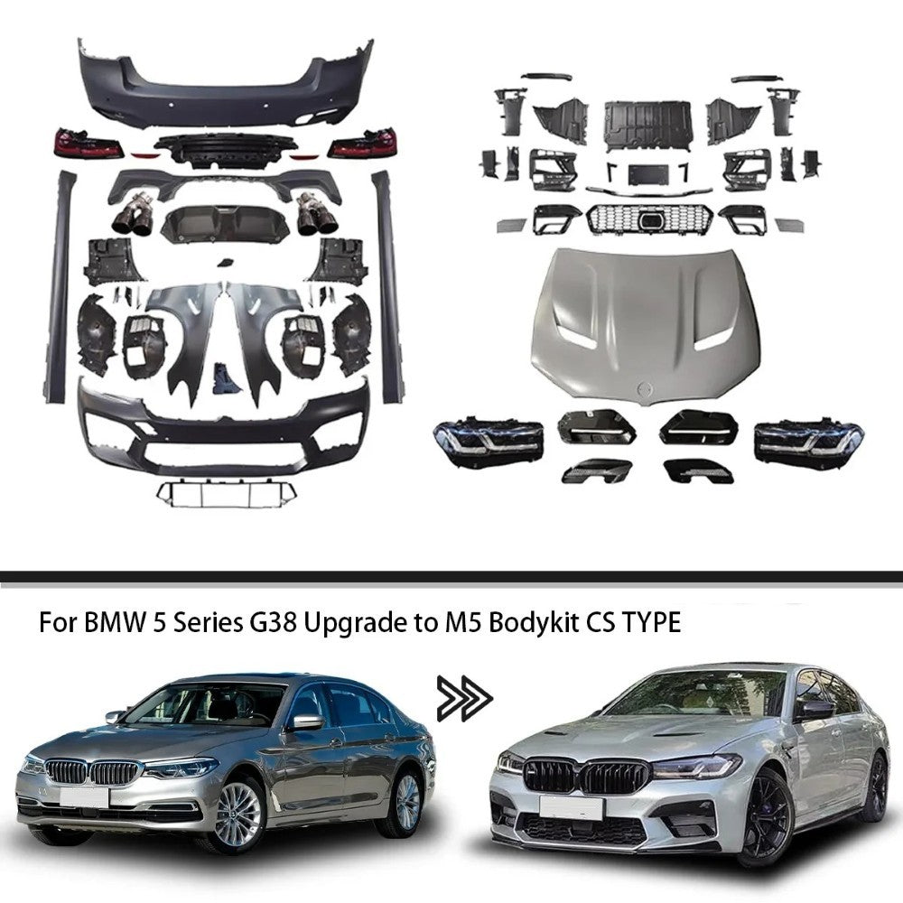 Car Craft Compatible With Bmw 5 Series G30 2017-2020 To G30 F90 Lci 2021+ M5 M5Cs M Sports Upgrade Facelift Conversion Bodykit Bumper Cs Hood Trunk Headlight Taillight CC-6344