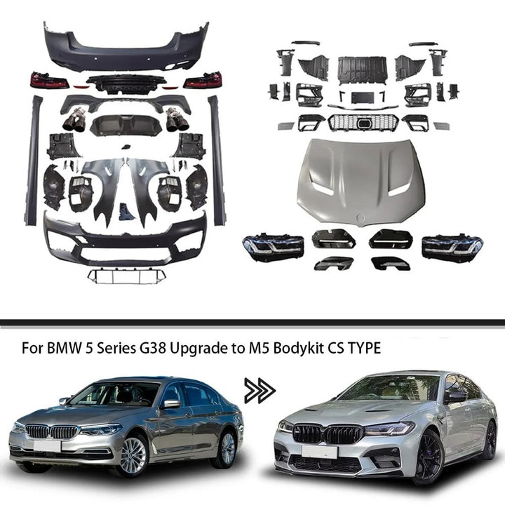 Car Craft Compatible With Bmw 5 Series G30 2017-2020 To G30 F90 Lci 2021+ M5 M5Cs M Sports Upgrade Facelift Conversion Bodykit Bumper Cs Hood Trunk Headlight Taillight CC-6344