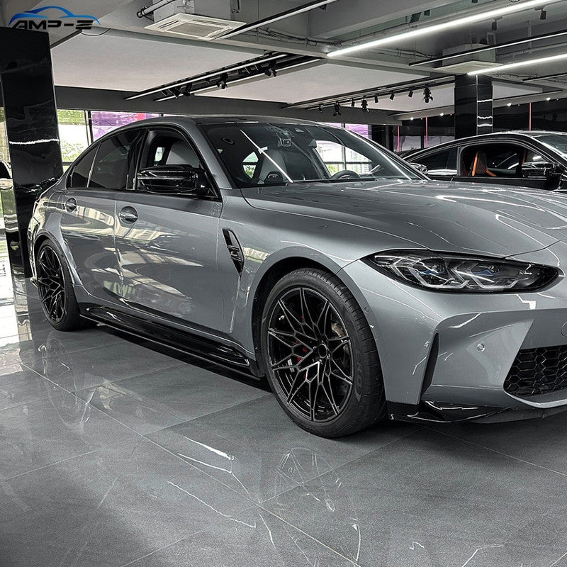 Car Craft Compatible With Bmw M3 G80 G81 2021-2026 Side Skirt Splitter Trim Running Board Zst-1529 Cf Carbon Fiber Look Black CC-10954