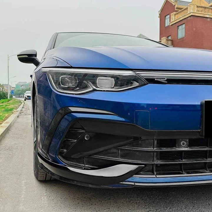 Car Craft Compatible With Volkswagen Vw Golf Mk 8 Gti 2020-2024 Gti Rline Front Bumper Lip Splitter Skirts Trim Wing Flag Zst-1101 Cf Carbon Fiber Look Usa - CAR CRAFT INDIA