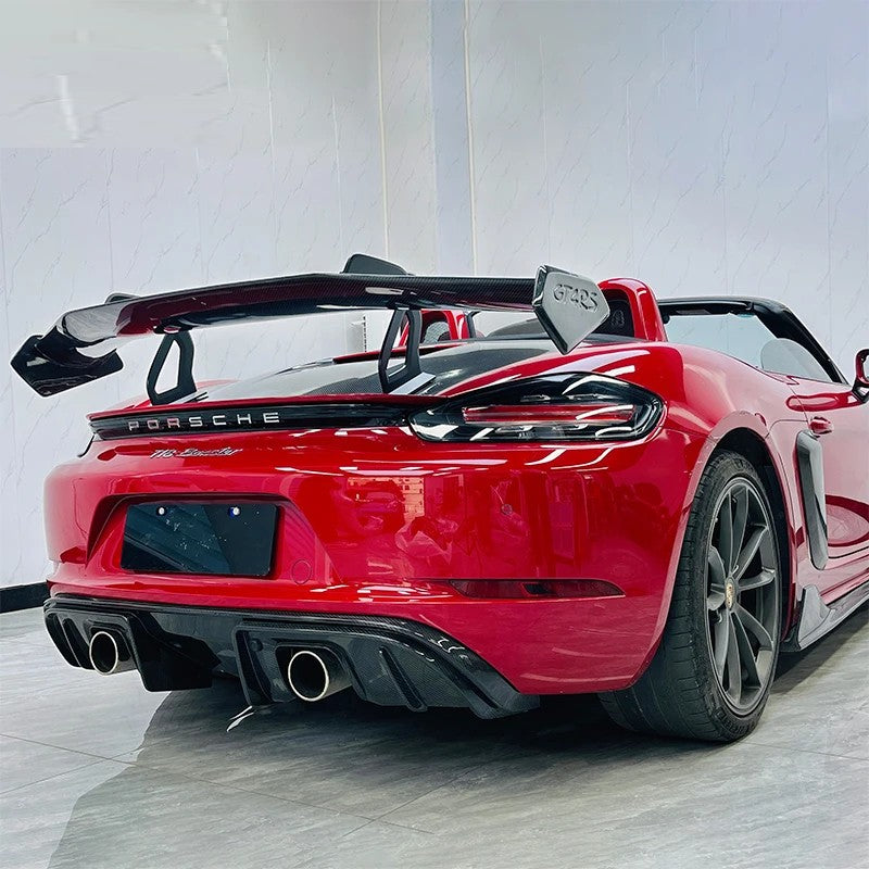 Car Craft Compatible With Porsche Boxter Cayman 718 989 997 998 981 911 Rear Trunk Wing Boot Tail Double Deck Wing Lip Gtr Spoiler Real Carbon Fiber - CAR CRAFT INDIA