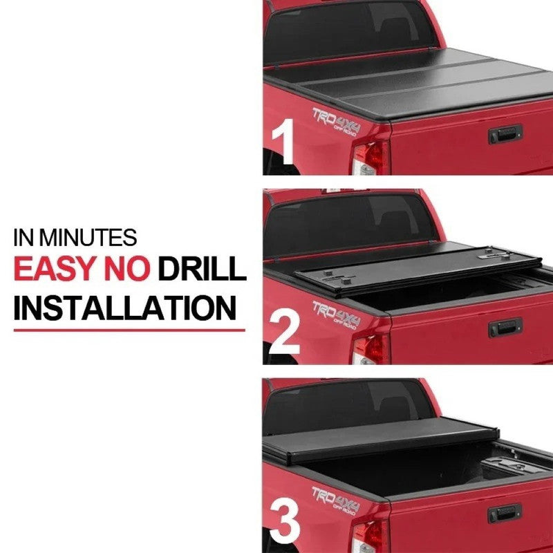 Car Craft Compatible With Isuzu D-max V Cross 2019-2025 Shutter Rear Truck Bed Retractable Lid Tonneau Tray Cover Roller Back Rear Hand Controlled By Hand Manaul Tri Fold Folding - CAR CRAFT INDIA
