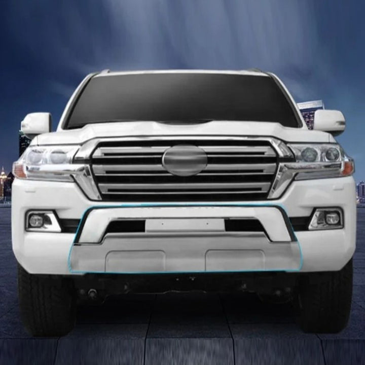 Car Craft Compatible With Toyota Land Cruiser Lc200 2008-2020 Front Bumper Guard Number License Plate Guard Pearl White F048