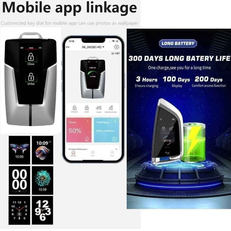 Car Craft Compatible With Audi Bmw Mercedes Jaguar Range Rover Porsche Volkswagen Skoda Volvo Nissan Jeep Maruti Toyota Hyndai Bentley Ferrari Lamborghini Mini Cooper Lcd Led Smart Keyless Key Sk12 Black