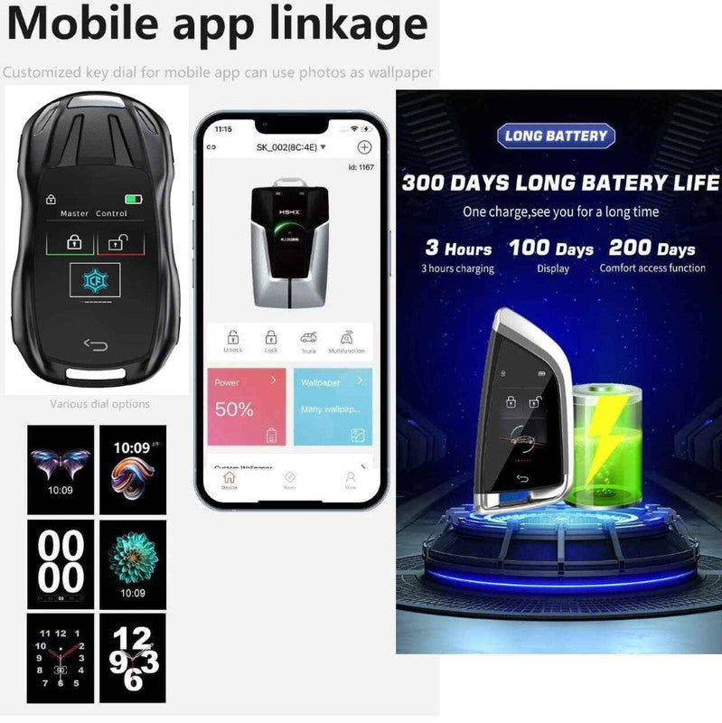 Car Craft Compatible With Audi Bmw Mercedes Jaguar Range Rover Porsche Volkswagen Skoda Volvo Nissan Jeep Maruti Toyota Hyndai Kia Ferrari Lamborghini Mini Cooper Lcd Led Smart Keyless Key Cf828 Black