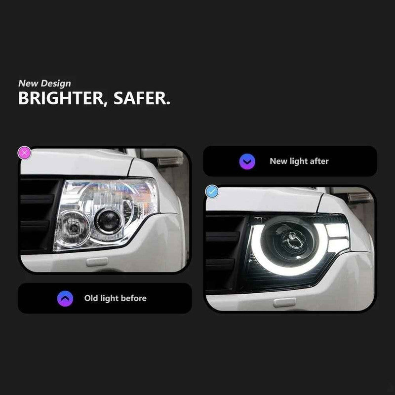 Car Craft Compatible With Mitsubishi Pajero Sport V97 Montero 2006-2018 Car Front Upgraded Head Light Lamp Xenon Headlight Retrofit Upgrade Modified Led Drl Hid Defender Style - CAR CRAFT INDIA